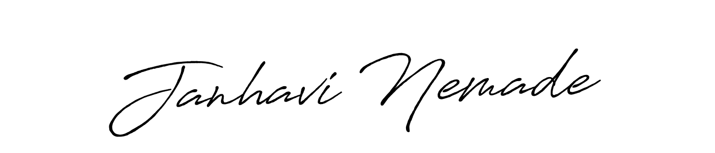 You can use this online signature creator to create a handwritten signature for the name Janhavi Nemade. This is the best online autograph maker. Janhavi Nemade signature style 7 images and pictures png