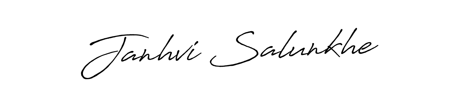 You should practise on your own different ways (Antro_Vectra_Bolder) to write your name (Janhvi Salunkhe) in signature. don't let someone else do it for you. Janhvi Salunkhe signature style 7 images and pictures png