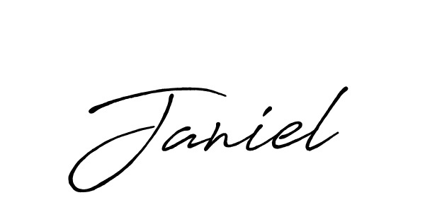 How to make Janiel name signature. Use Antro_Vectra_Bolder style for creating short signs online. This is the latest handwritten sign. Janiel signature style 7 images and pictures png