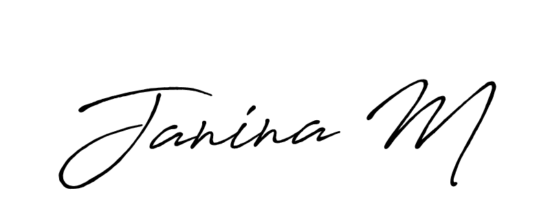 Similarly Antro_Vectra_Bolder is the best handwritten signature design. Signature creator online .You can use it as an online autograph creator for name Janina M. Janina M signature style 7 images and pictures png