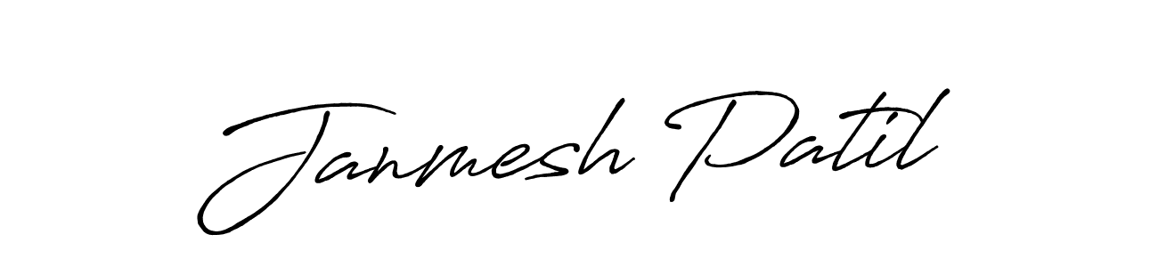 How to make Janmesh Patil name signature. Use Antro_Vectra_Bolder style for creating short signs online. This is the latest handwritten sign. Janmesh Patil signature style 7 images and pictures png