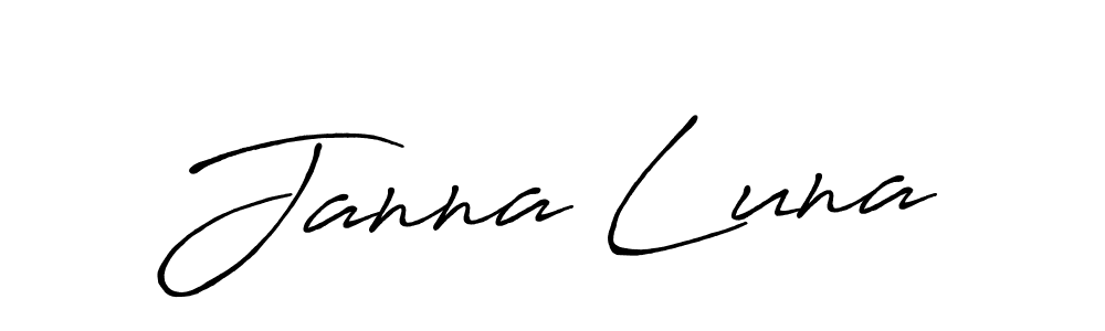 How to make Janna Luna name signature. Use Antro_Vectra_Bolder style for creating short signs online. This is the latest handwritten sign. Janna Luna signature style 7 images and pictures png