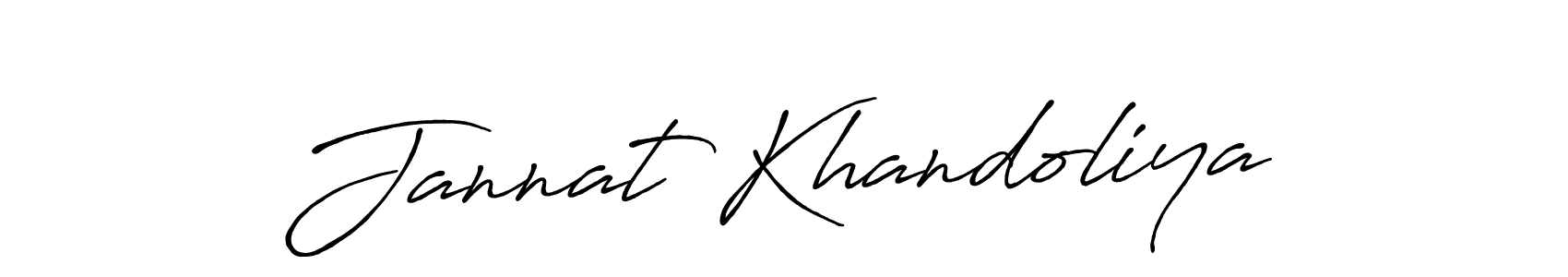 Create a beautiful signature design for name Jannat Khandoliya. With this signature (Antro_Vectra_Bolder) fonts, you can make a handwritten signature for free. Jannat Khandoliya signature style 7 images and pictures png