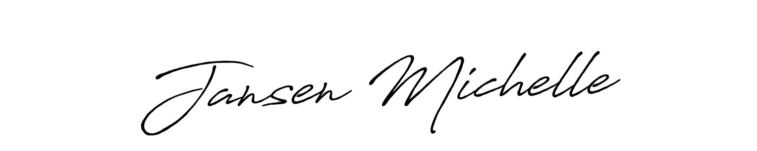 How to make Jansen Michelle name signature. Use Antro_Vectra_Bolder style for creating short signs online. This is the latest handwritten sign. Jansen Michelle signature style 7 images and pictures png