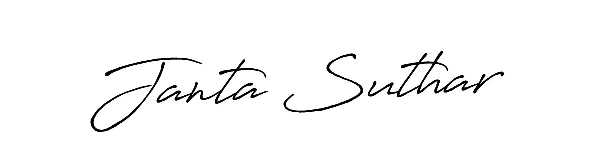 Antro_Vectra_Bolder is a professional signature style that is perfect for those who want to add a touch of class to their signature. It is also a great choice for those who want to make their signature more unique. Get Janta Suthar name to fancy signature for free. Janta Suthar signature style 7 images and pictures png