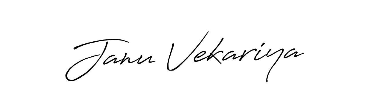 Create a beautiful signature design for name Janu Vekariya. With this signature (Antro_Vectra_Bolder) fonts, you can make a handwritten signature for free. Janu Vekariya signature style 7 images and pictures png