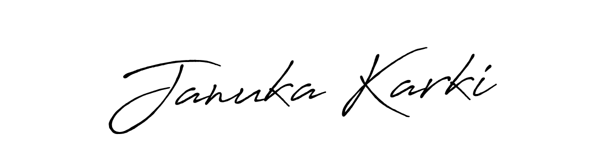 Januka Karki stylish signature style. Best Handwritten Sign (Antro_Vectra_Bolder) for my name. Handwritten Signature Collection Ideas for my name Januka Karki. Januka Karki signature style 7 images and pictures png