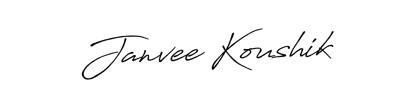 Make a beautiful signature design for name Janvee Koushik. With this signature (Antro_Vectra_Bolder) style, you can create a handwritten signature for free. Janvee Koushik signature style 7 images and pictures png