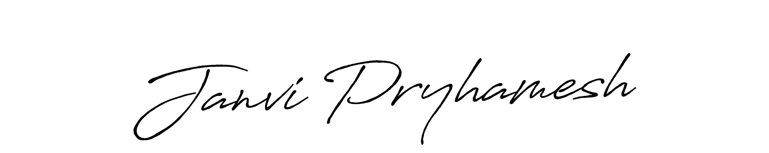 if you are searching for the best signature style for your name Janvi Pryhamesh. so please give up your signature search. here we have designed multiple signature styles  using Antro_Vectra_Bolder. Janvi Pryhamesh signature style 7 images and pictures png