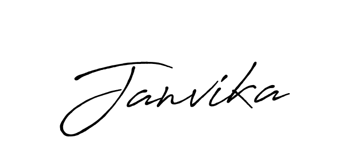 How to make Janvika name signature. Use Antro_Vectra_Bolder style for creating short signs online. This is the latest handwritten sign. Janvika signature style 7 images and pictures png