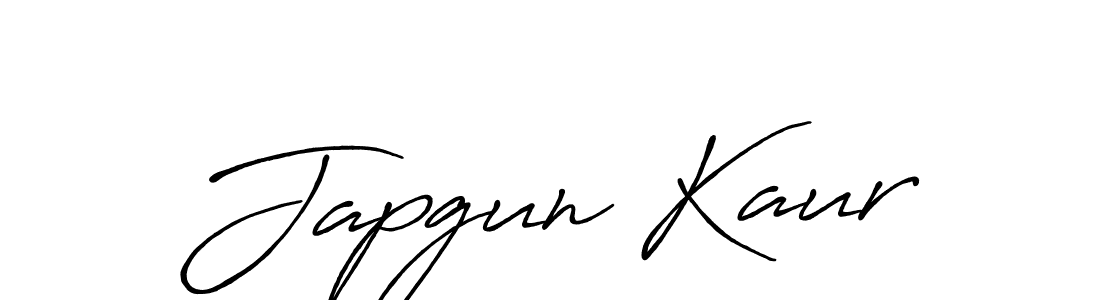 Make a beautiful signature design for name Japgun Kaur. With this signature (Antro_Vectra_Bolder) style, you can create a handwritten signature for free. Japgun Kaur signature style 7 images and pictures png