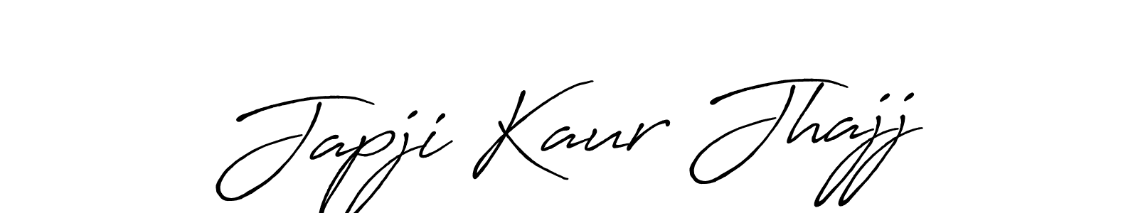 Design your own signature with our free online signature maker. With this signature software, you can create a handwritten (Antro_Vectra_Bolder) signature for name Japji Kaur Jhajj. Japji Kaur Jhajj signature style 7 images and pictures png