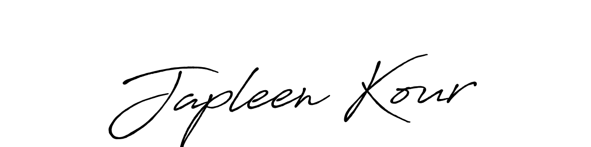 How to make Japleen Kour name signature. Use Antro_Vectra_Bolder style for creating short signs online. This is the latest handwritten sign. Japleen Kour signature style 7 images and pictures png