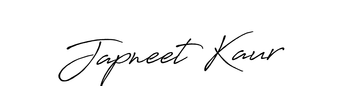 Create a beautiful signature design for name Japneet Kaur. With this signature (Antro_Vectra_Bolder) fonts, you can make a handwritten signature for free. Japneet Kaur signature style 7 images and pictures png