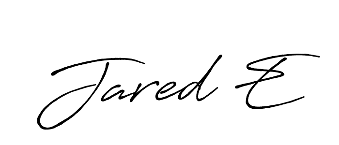 Create a beautiful signature design for name Jared E. With this signature (Antro_Vectra_Bolder) fonts, you can make a handwritten signature for free. Jared E signature style 7 images and pictures png