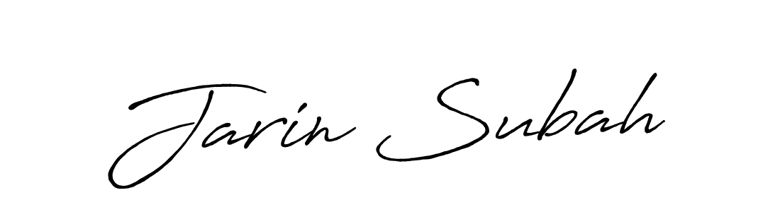 How to make Jarin Subah name signature. Use Antro_Vectra_Bolder style for creating short signs online. This is the latest handwritten sign. Jarin Subah signature style 7 images and pictures png