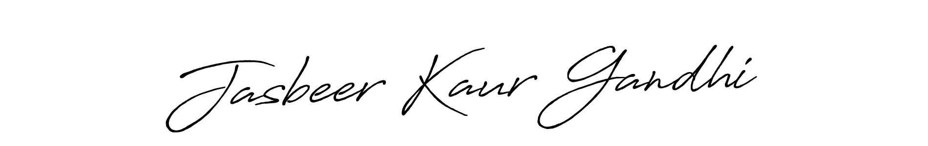 Create a beautiful signature design for name Jasbeer Kaur Gandhi. With this signature (Antro_Vectra_Bolder) fonts, you can make a handwritten signature for free. Jasbeer Kaur Gandhi signature style 7 images and pictures png