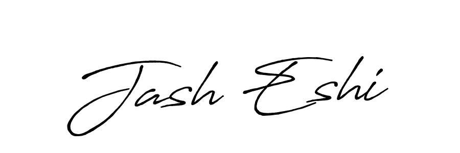 The best way (Antro_Vectra_Bolder) to make a short signature is to pick only two or three words in your name. The name Jash Eshi include a total of six letters. For converting this name. Jash Eshi signature style 7 images and pictures png