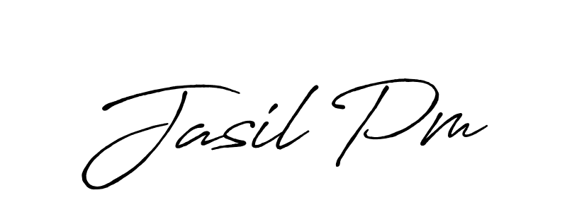 Make a beautiful signature design for name Jasil Pm. With this signature (Antro_Vectra_Bolder) style, you can create a handwritten signature for free. Jasil Pm signature style 7 images and pictures png