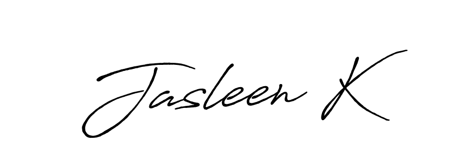 How to make Jasleen K name signature. Use Antro_Vectra_Bolder style for creating short signs online. This is the latest handwritten sign. Jasleen K signature style 7 images and pictures png