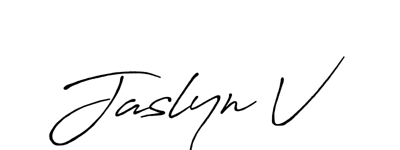 How to make Jaslyn V name signature. Use Antro_Vectra_Bolder style for creating short signs online. This is the latest handwritten sign. Jaslyn V signature style 7 images and pictures png