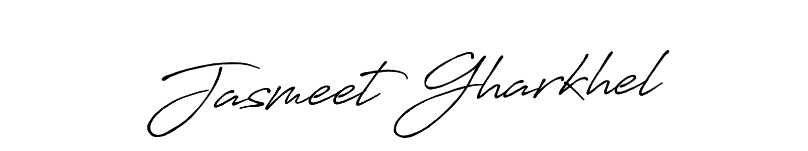 You should practise on your own different ways (Antro_Vectra_Bolder) to write your name (Jasmeet Gharkhel) in signature. don't let someone else do it for you. Jasmeet Gharkhel signature style 7 images and pictures png