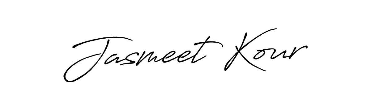 How to make Jasmeet Kour name signature. Use Antro_Vectra_Bolder style for creating short signs online. This is the latest handwritten sign. Jasmeet Kour signature style 7 images and pictures png
