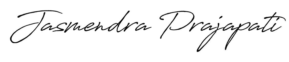 The Antro_Vectra_Bolder font transforms the name Jasmendra Prajapati into an executive sign with sharp precision and distinguished character. Jasmendra Prajapati signature style 7 images and pictures png