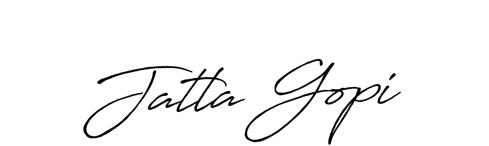 Make a beautiful signature design for name Jatla Gopi. With this signature (Antro_Vectra_Bolder) style, you can create a handwritten signature for free. Jatla Gopi signature style 7 images and pictures png