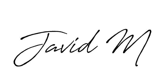The best way (Antro_Vectra_Bolder) to make a short signature is to pick only two or three words in your name. The name Javid M include a total of six letters. For converting this name. Javid M signature style 7 images and pictures png