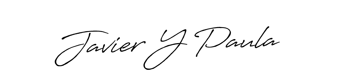 How to make Javier Y Paula name signature. Use Antro_Vectra_Bolder style for creating short signs online. This is the latest handwritten sign. Javier Y Paula signature style 7 images and pictures png