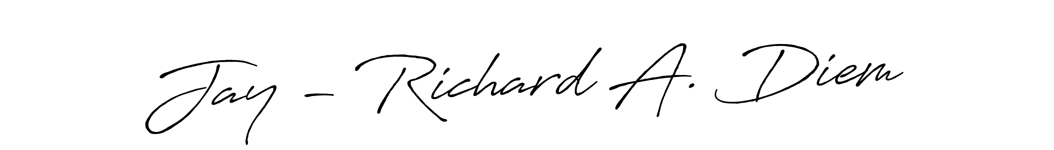 Use a signature maker to create a handwritten signature online. With this signature software, you can design (Antro_Vectra_Bolder) your own signature for name Jay - Richard A. Diem. Jay - Richard A. Diem signature style 7 images and pictures png
