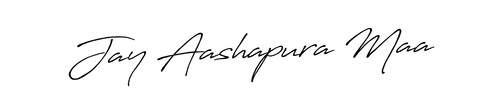 Make a beautiful signature design for name Jay Aashapura Maa. With this signature (Antro_Vectra_Bolder) style, you can create a handwritten signature for free. Jay Aashapura Maa signature style 7 images and pictures png