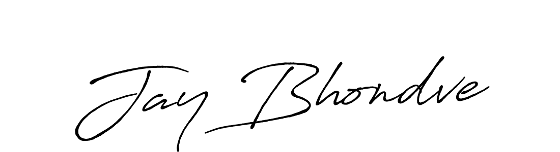 Jay Bhondve stylish signature style. Best Handwritten Sign (Antro_Vectra_Bolder) for my name. Handwritten Signature Collection Ideas for my name Jay Bhondve. Jay Bhondve signature style 7 images and pictures png