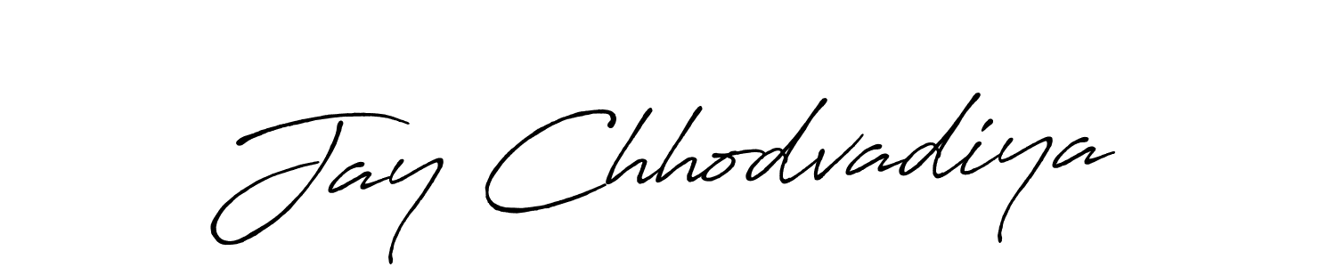 Create a beautiful signature design for name Jay Chhodvadiya. With this signature (Antro_Vectra_Bolder) fonts, you can make a handwritten signature for free. Jay Chhodvadiya signature style 7 images and pictures png