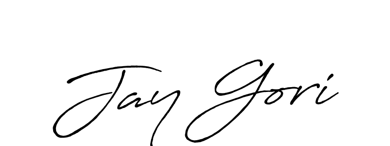 How to make Jay Gori name signature. Use Antro_Vectra_Bolder style for creating short signs online. This is the latest handwritten sign. Jay Gori signature style 7 images and pictures png