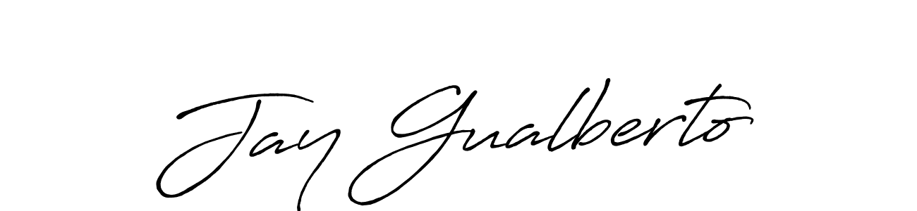 Make a beautiful signature design for name Jay Gualberto. With this signature (Antro_Vectra_Bolder) style, you can create a handwritten signature for free. Jay Gualberto signature style 7 images and pictures png