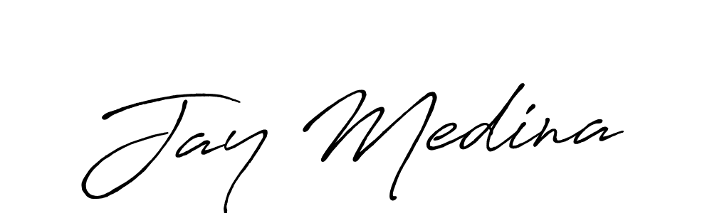 Jay Medina stylish signature style. Best Handwritten Sign (Antro_Vectra_Bolder) for my name. Handwritten Signature Collection Ideas for my name Jay Medina. Jay Medina signature style 7 images and pictures png