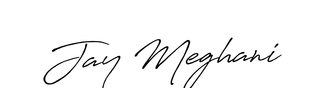 Make a beautiful signature design for name Jay Meghani. With this signature (Antro_Vectra_Bolder) style, you can create a handwritten signature for free. Jay Meghani signature style 7 images and pictures png