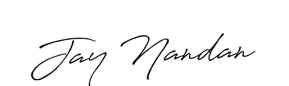 How to make Jay Nandan name signature. Use Antro_Vectra_Bolder style for creating short signs online. This is the latest handwritten sign. Jay Nandan signature style 7 images and pictures png