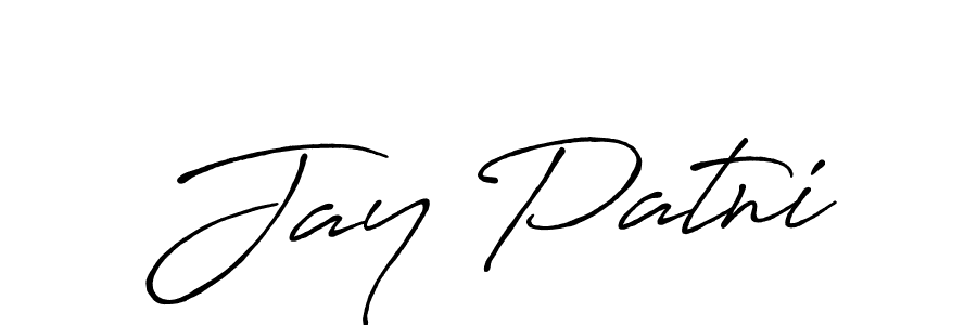 How to make Jay Patni name signature. Use Antro_Vectra_Bolder style for creating short signs online. This is the latest handwritten sign. Jay Patni signature style 7 images and pictures png