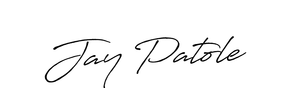 How to make Jay Patole name signature. Use Antro_Vectra_Bolder style for creating short signs online. This is the latest handwritten sign. Jay Patole signature style 7 images and pictures png