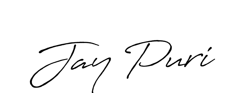 Jay Puri stylish signature style. Best Handwritten Sign (Antro_Vectra_Bolder) for my name. Handwritten Signature Collection Ideas for my name Jay Puri. Jay Puri signature style 7 images and pictures png