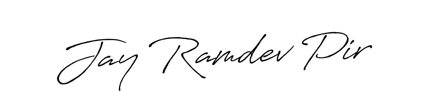 How to make Jay Ramdev Pir name signature. Use Antro_Vectra_Bolder style for creating short signs online. This is the latest handwritten sign. Jay Ramdev Pir signature style 7 images and pictures png