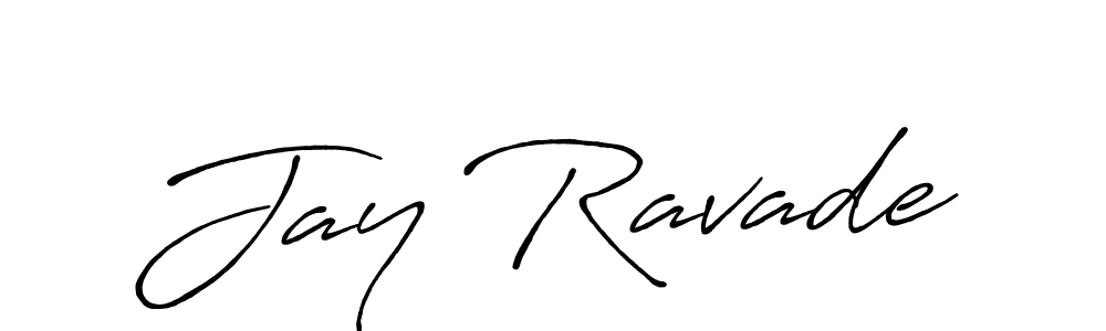 How to make Jay Ravade name signature. Use Antro_Vectra_Bolder style for creating short signs online. This is the latest handwritten sign. Jay Ravade signature style 7 images and pictures png