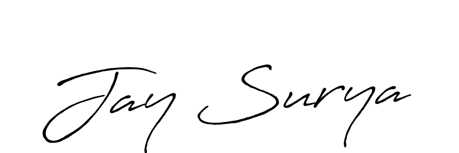 How to make Jay Surya name signature. Use Antro_Vectra_Bolder style for creating short signs online. This is the latest handwritten sign. Jay Surya signature style 7 images and pictures png