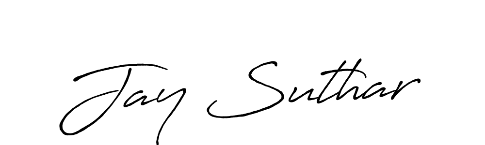 Create a beautiful signature design for name Jay Suthar. With this signature (Antro_Vectra_Bolder) fonts, you can make a handwritten signature for free. Jay Suthar signature style 7 images and pictures png