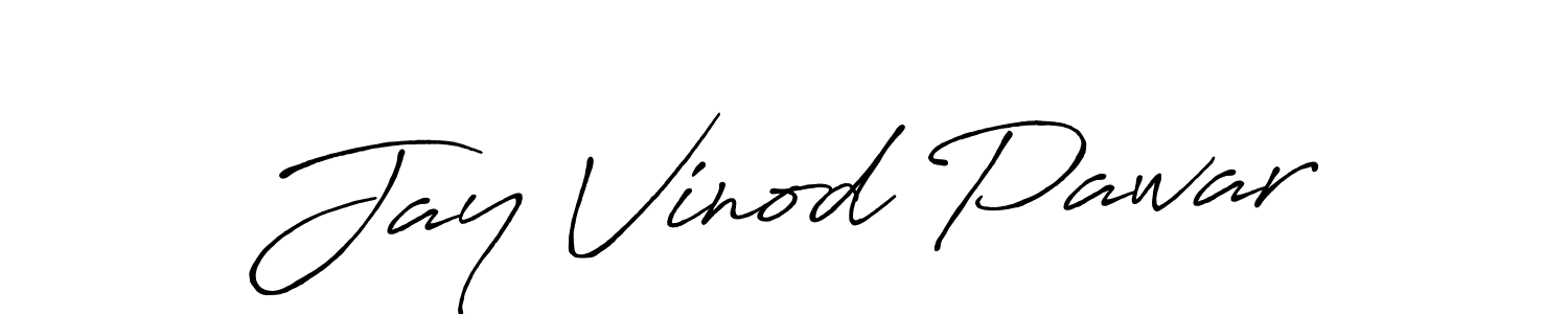 Create a beautiful signature design for name Jay Vinod Pawar. With this signature (Antro_Vectra_Bolder) fonts, you can make a handwritten signature for free. Jay Vinod Pawar signature style 7 images and pictures png