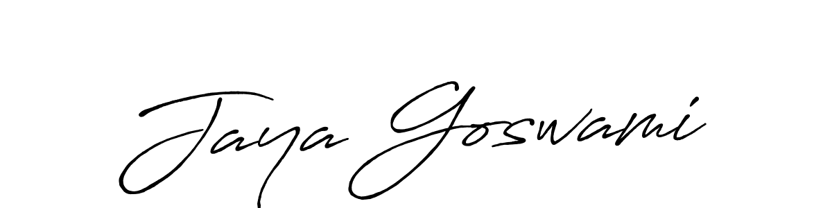 How to make Jaya Goswami name signature. Use Antro_Vectra_Bolder style for creating short signs online. This is the latest handwritten sign. Jaya Goswami signature style 7 images and pictures png