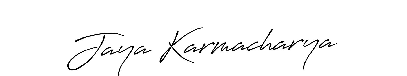 Create a beautiful signature design for name Jaya Karmacharya. With this signature (Antro_Vectra_Bolder) fonts, you can make a handwritten signature for free. Jaya Karmacharya signature style 7 images and pictures png